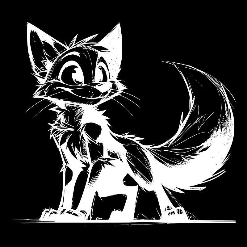 Smiling cunning fox stroke Drawing