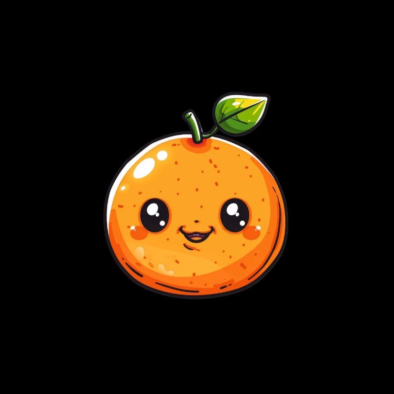 Orange joyeux dans le style de dessin animé jaune