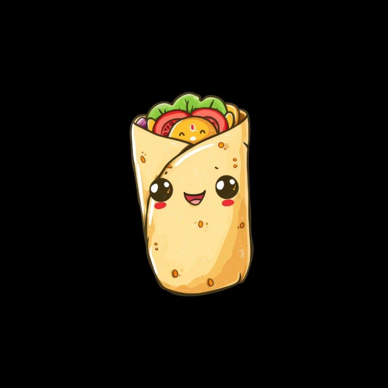 Appetizing Wrap Kebab Cartoon