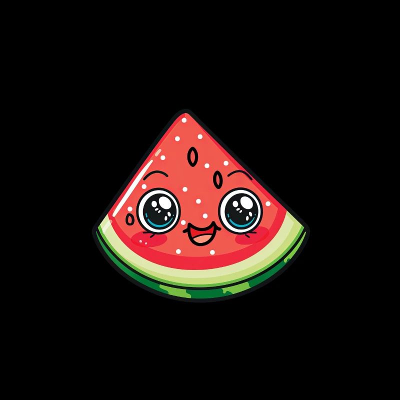 Un morceau de pastèque joyeux avec le sourire