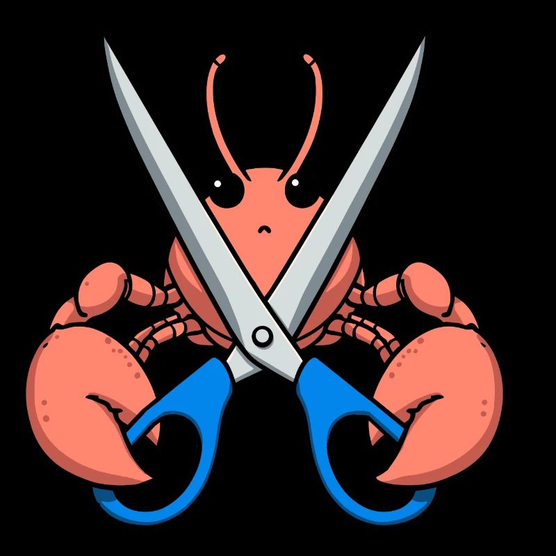 Comic Lobster Crab Lobster Spiny Lobster Blue Scissors