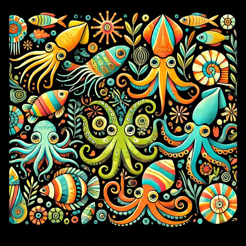 Squid Pattern, Love Ocean Animals