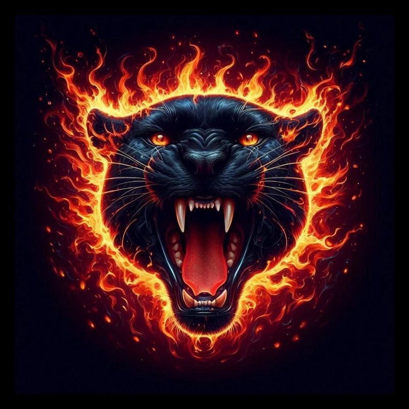 Panthère noire en feu