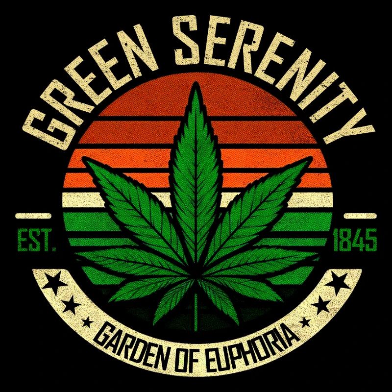 Green Serenity Retro Cannabis Leaf 420