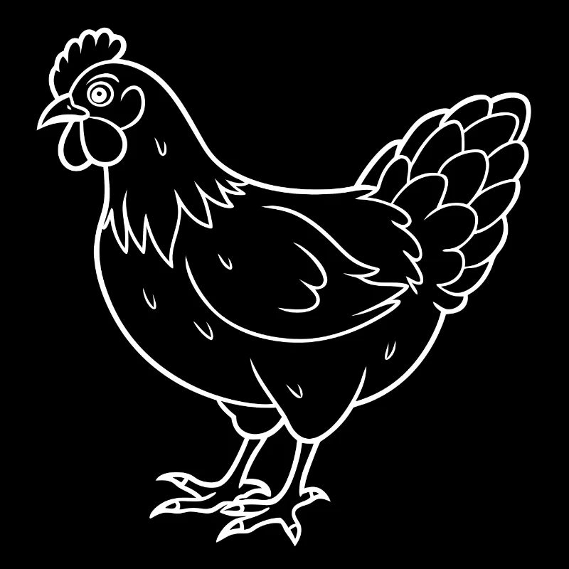 Simple Chicken - Line Drawing