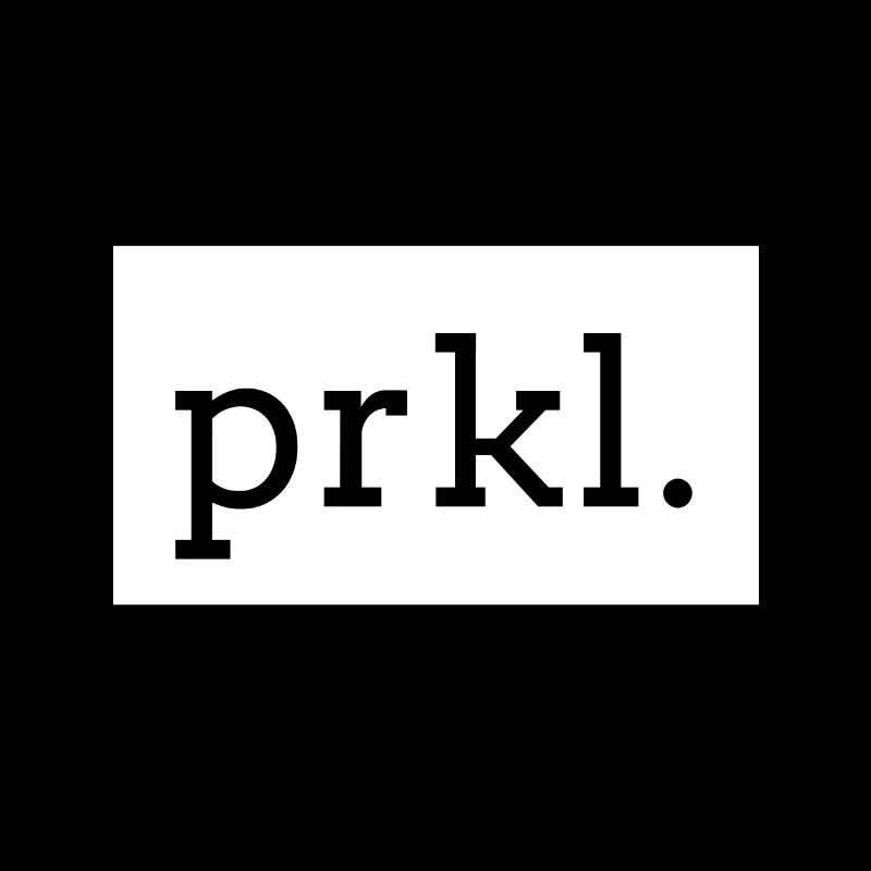 PRKL. Black on white text print