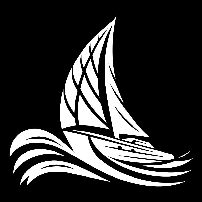 Sailboat on course in big waves