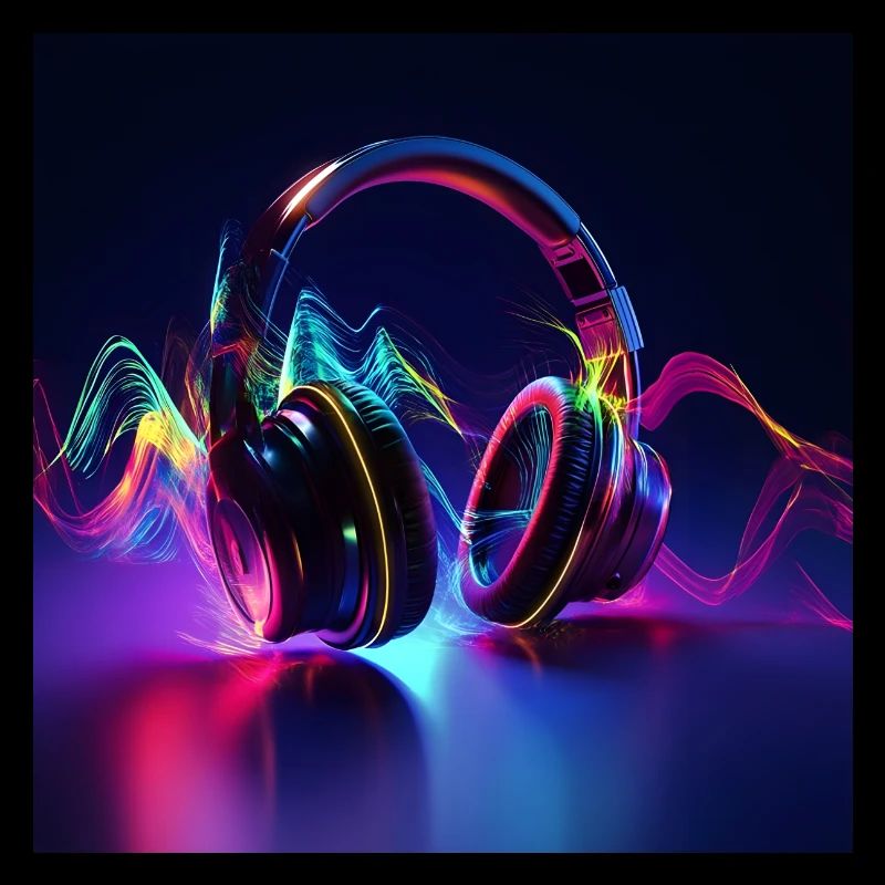 Écouteurs et ondes musicales en 3D