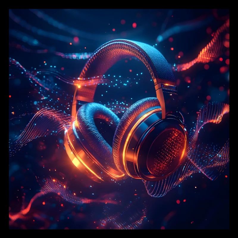 Casque 3D avec des ondes musicales colorées pour les DJ