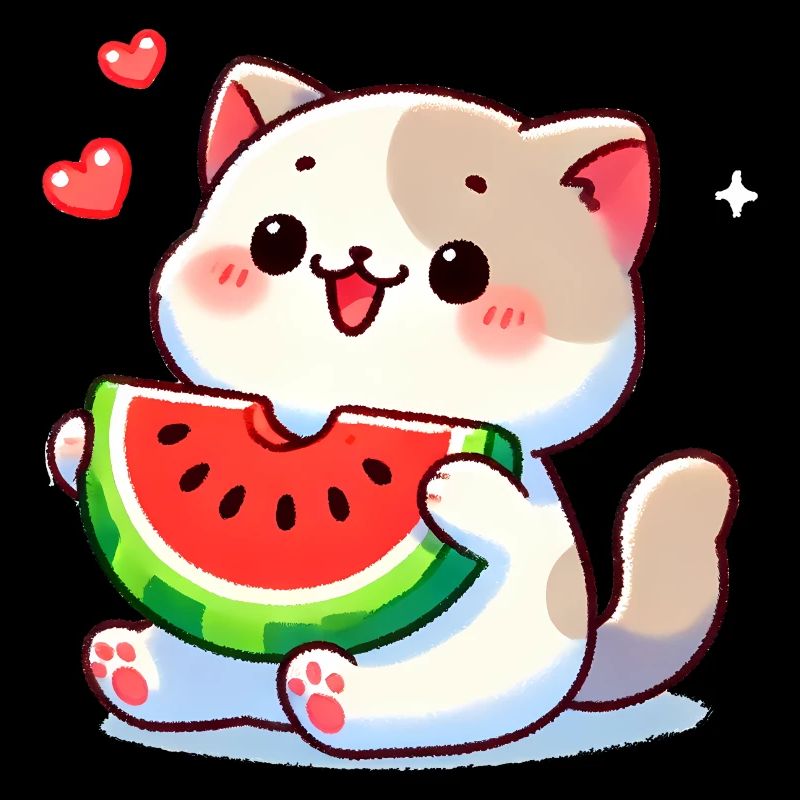 Chat Kawaii avec Watermelom, Chats
