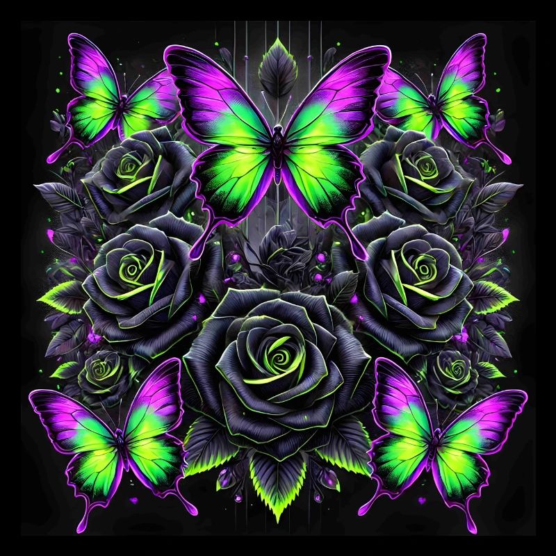 Neon Gothic Butterfly Art