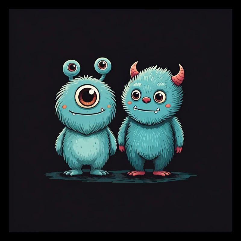 cute blue monster