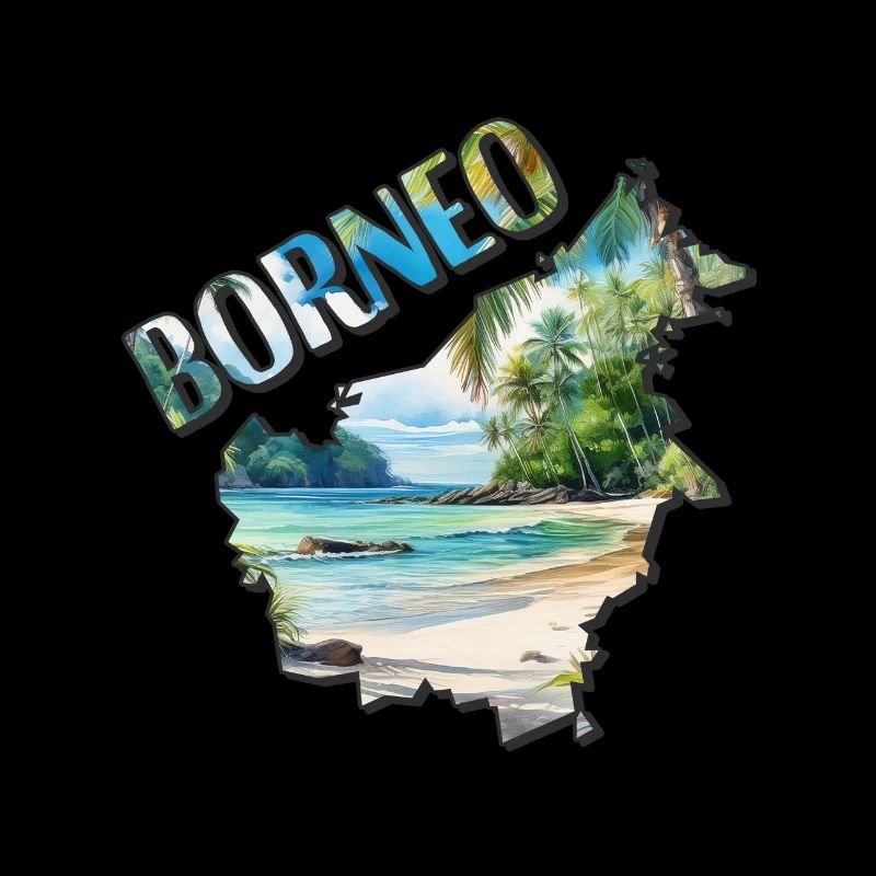 Watercolor Map Borneo