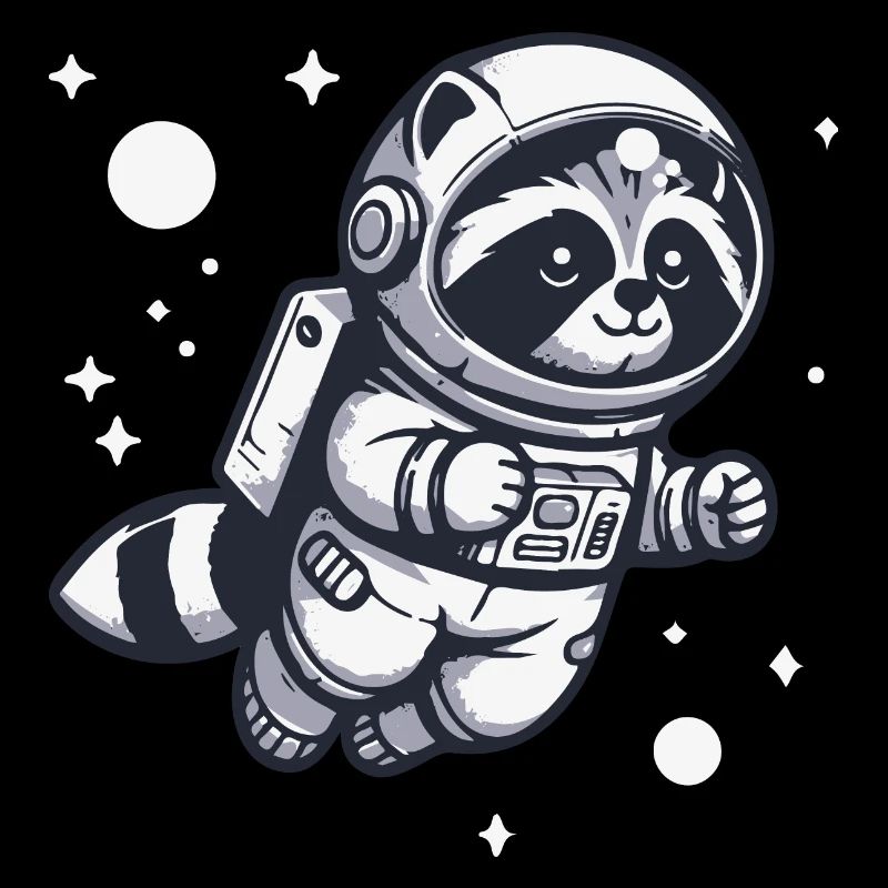 Raton laveur mignon en combinaison spatiale pour enfants, cosmos