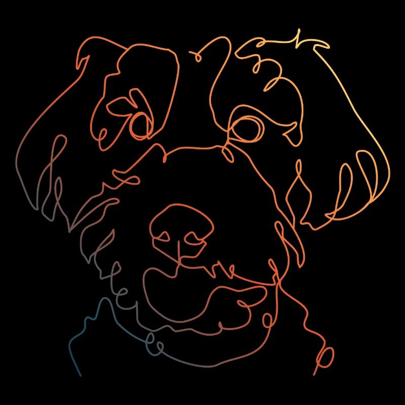 Poodle one line colorful