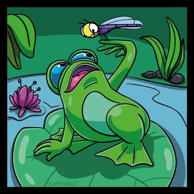 Motif de t-shirt pour enfants et bébés : grenouille et libellule