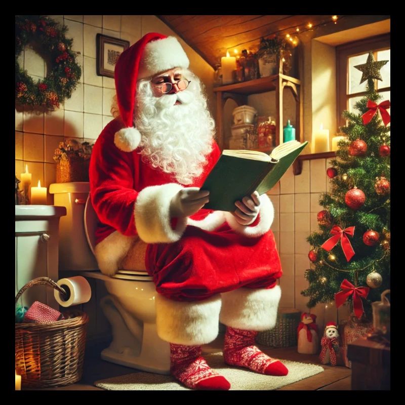 Weihnachtsmann sitzt auf dem Klo