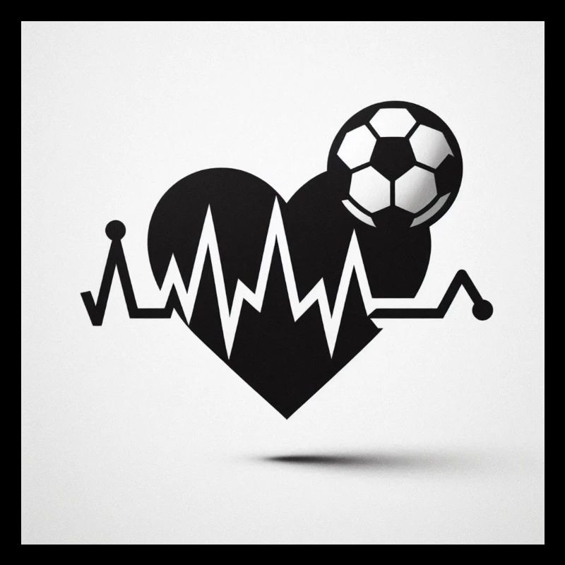 Ein Fussball mit einem Herz und einer Herzfrequenz