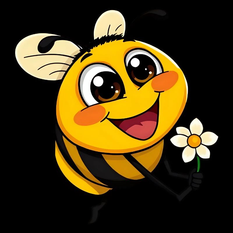 bourdon heureux avec des lunettes de soleil à fleurs dessin animé