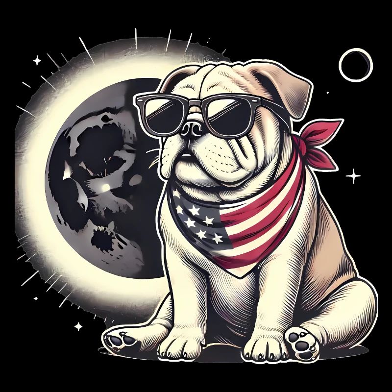 Patriotic Bulldog Solar Eclipse