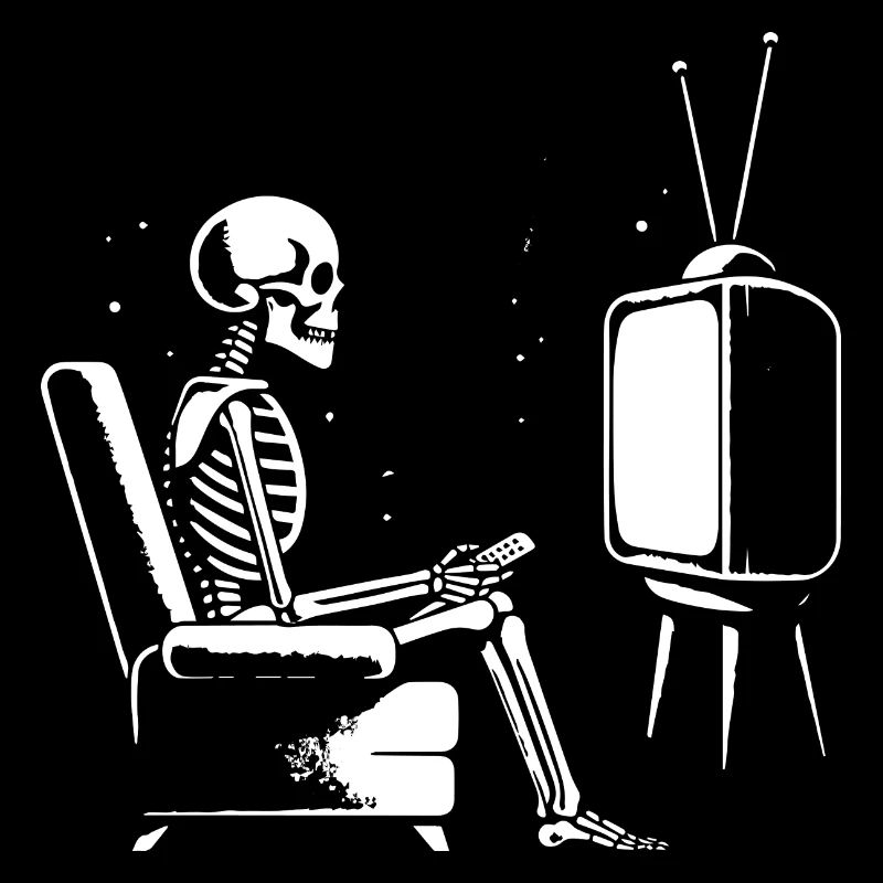 skeleton watching television design