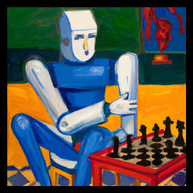 Schach roboter, Öl malerei, Kunstwerk