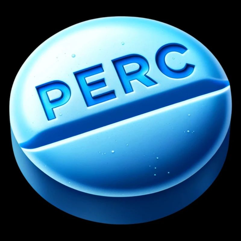 Percocet Blue Pill with Engraving PERC