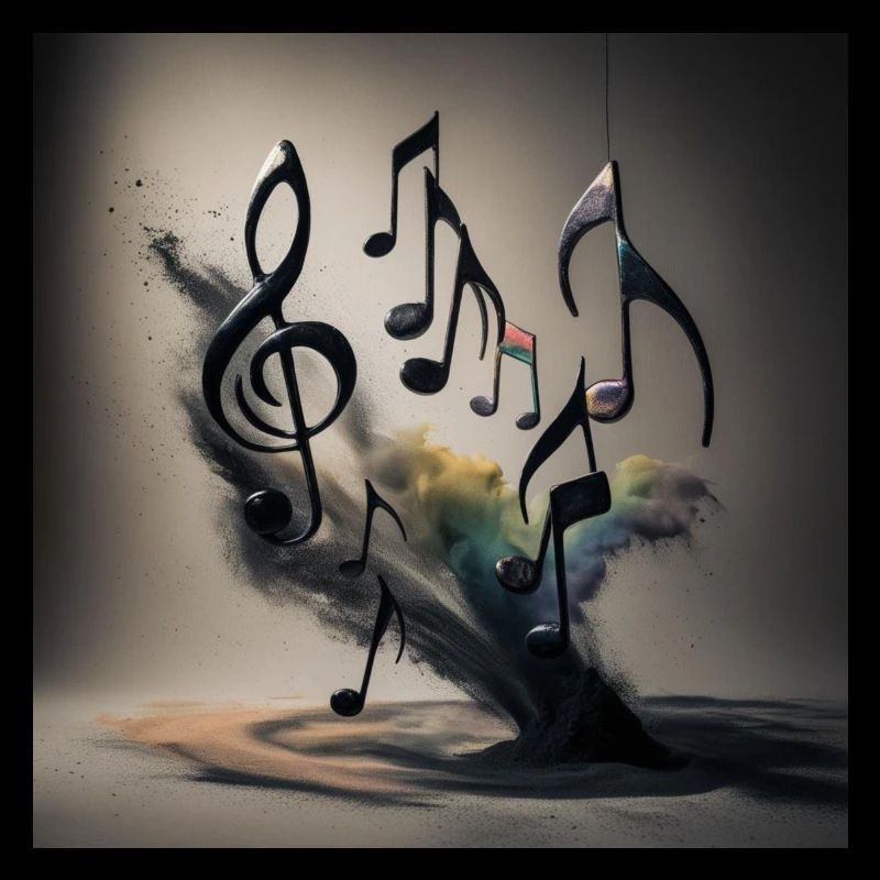 Musique Noir Lumière Notes Multiple Flottant