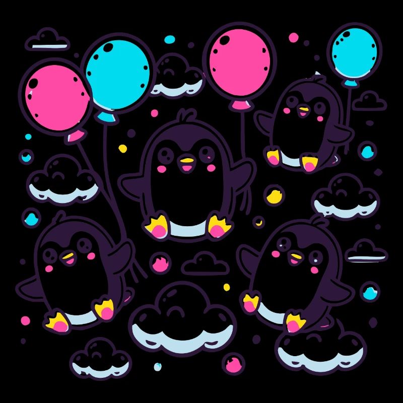 Pingouins sur des ballons