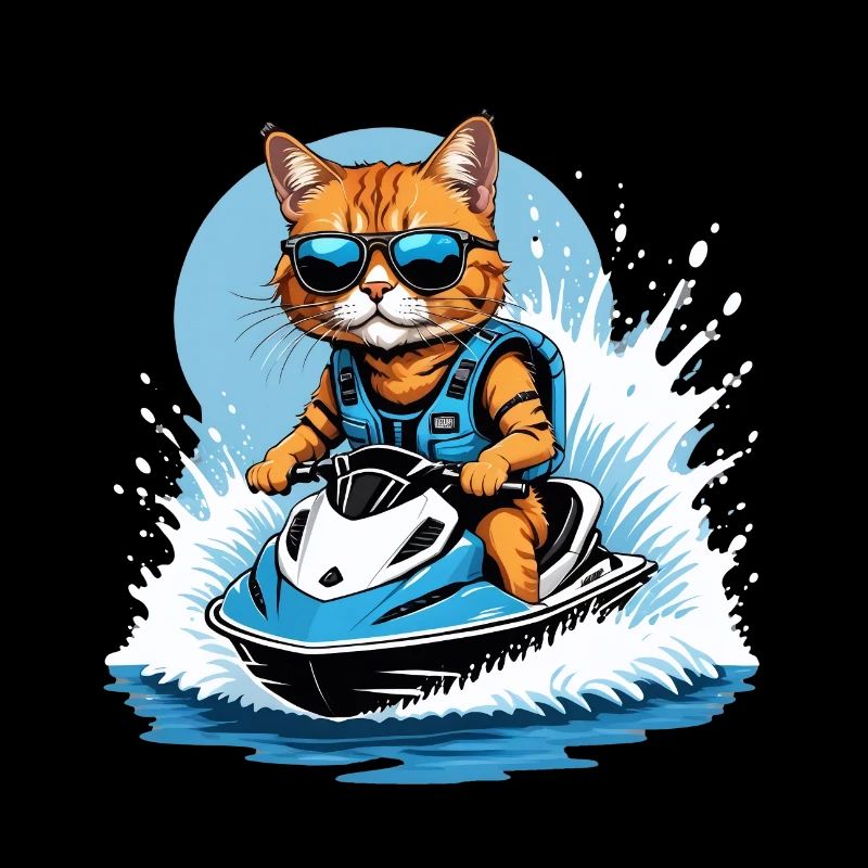Cat Jet Ski Cat Funny Funny Gift