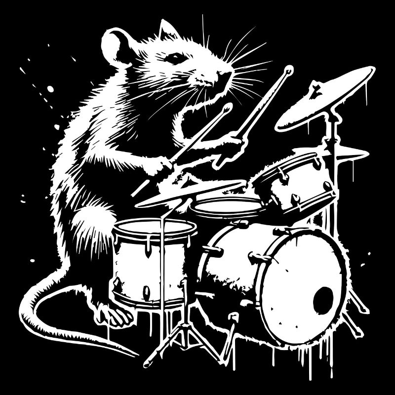 rat playing the drums.