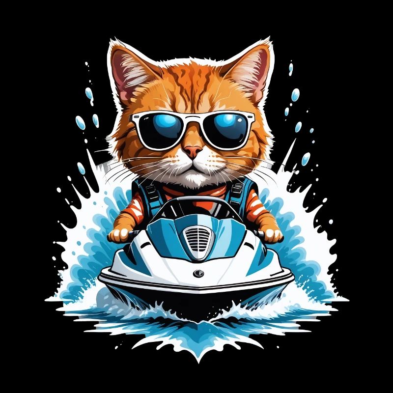 Cat Jet Ski Cat Funny Funny Gift