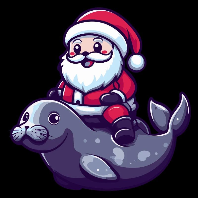 Robbe Tier Weihnachtsmann Cartoon