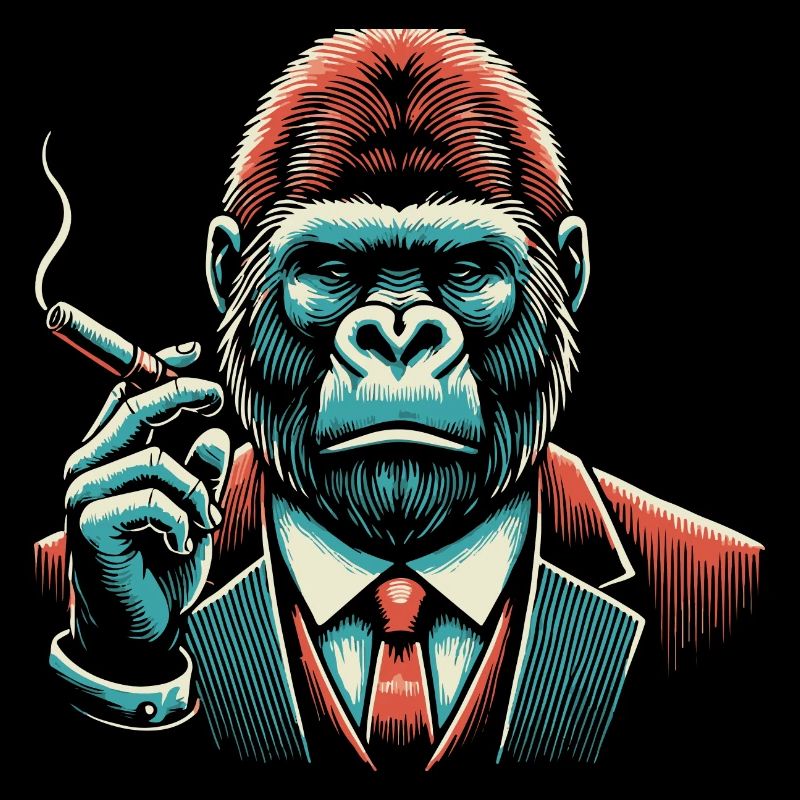 Gorilla raucht eine Zigarre