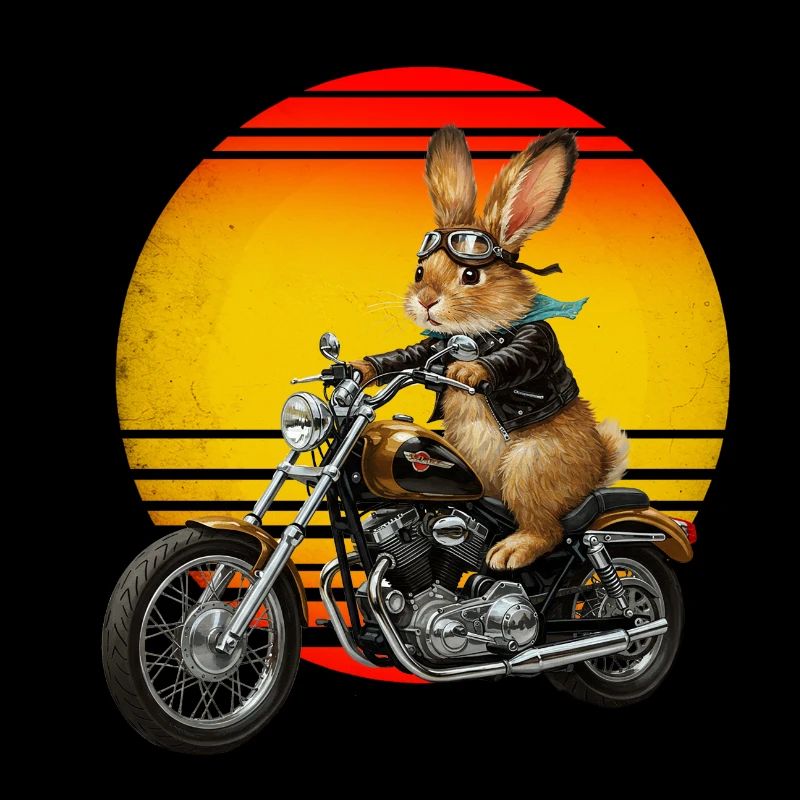 A rabbit on a Motocycle