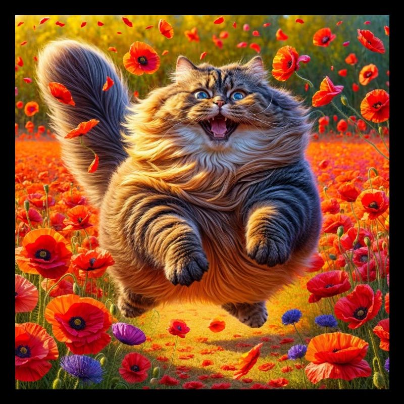Mohnblumen Katze