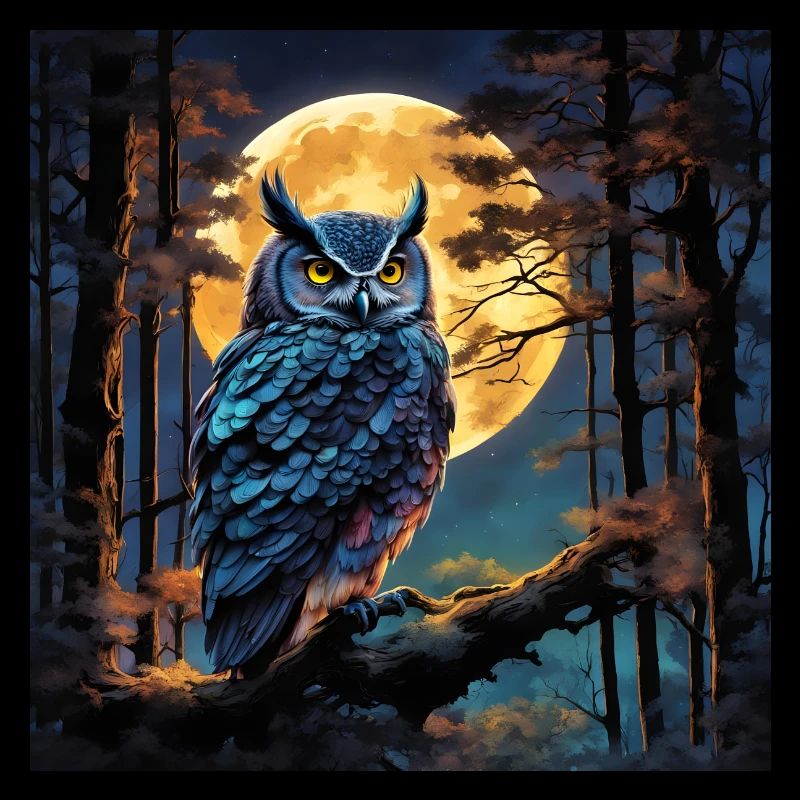 Eule mit Vollmond