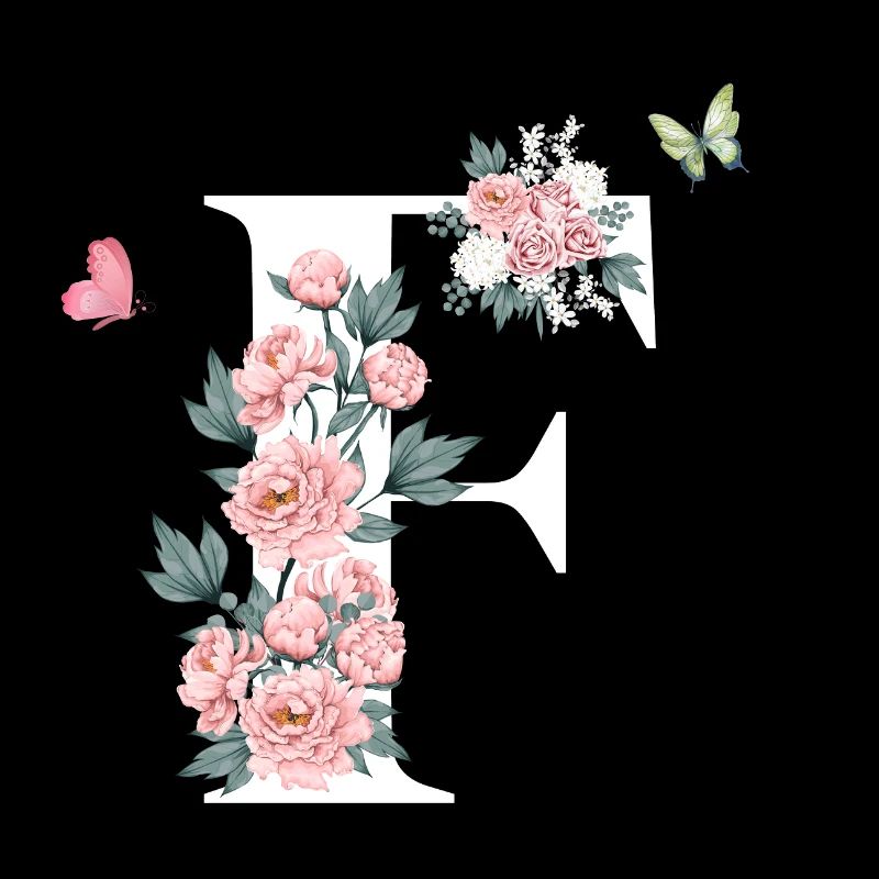 Buchstabe f rosa Blumen