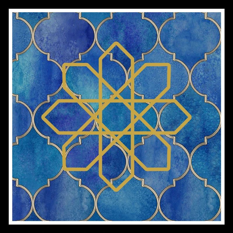 Golden Islamic Geometry on Blue