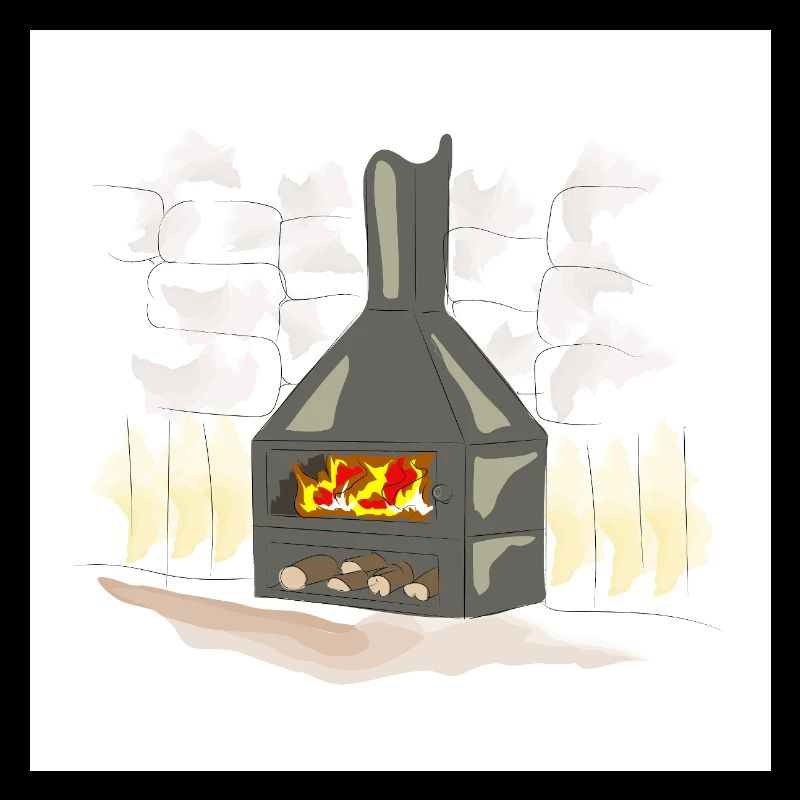 Cheminée à bois éclairée