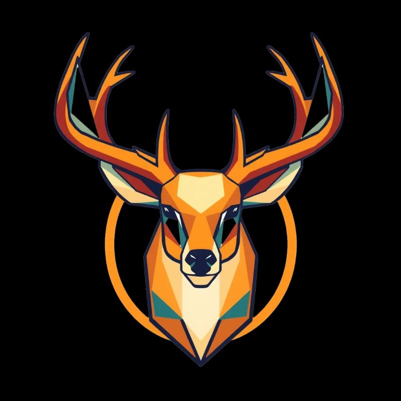 Geometric Deer – Modern Retro Art