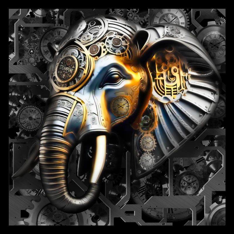 Steampunk Retro Style Elefant