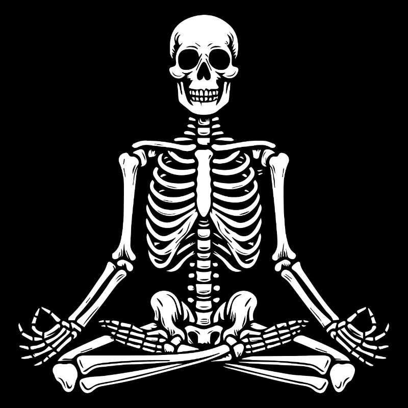 yoga session with skeleton
