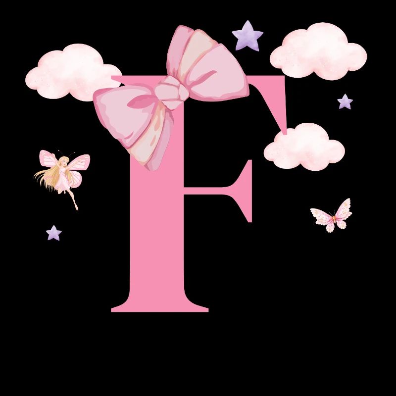 Lettre f rose nuages