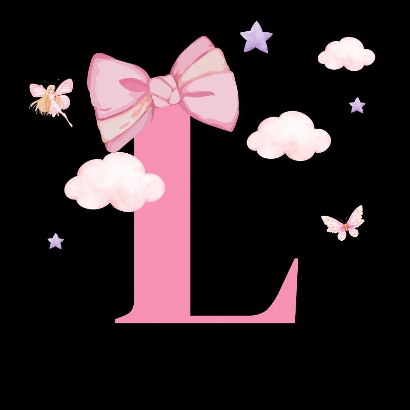 Lettre l rose nuages
