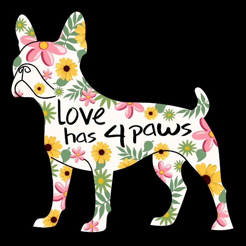 Boston Terrier Hund mit Blumen