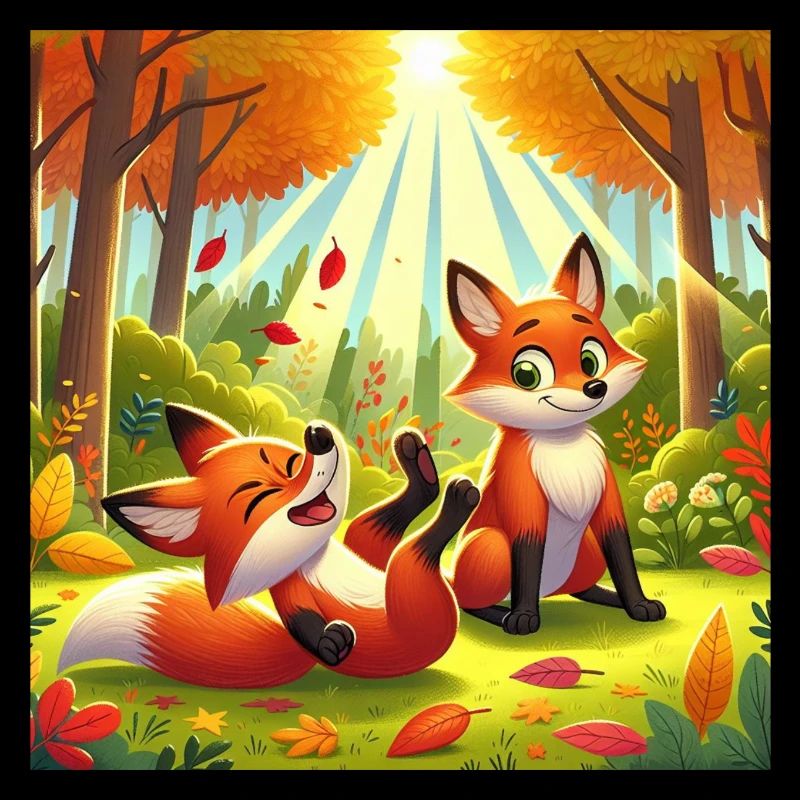 Mignons et joyeux petits renards dans la forêt