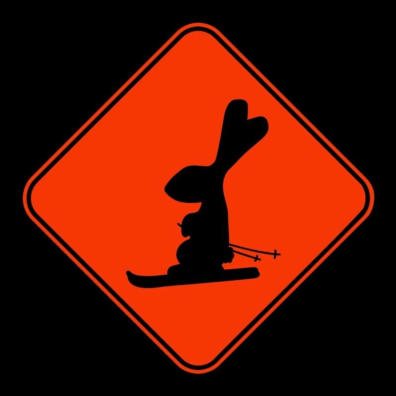 Rabbit Warning Sign Ski Bunny Skiing Skiing
