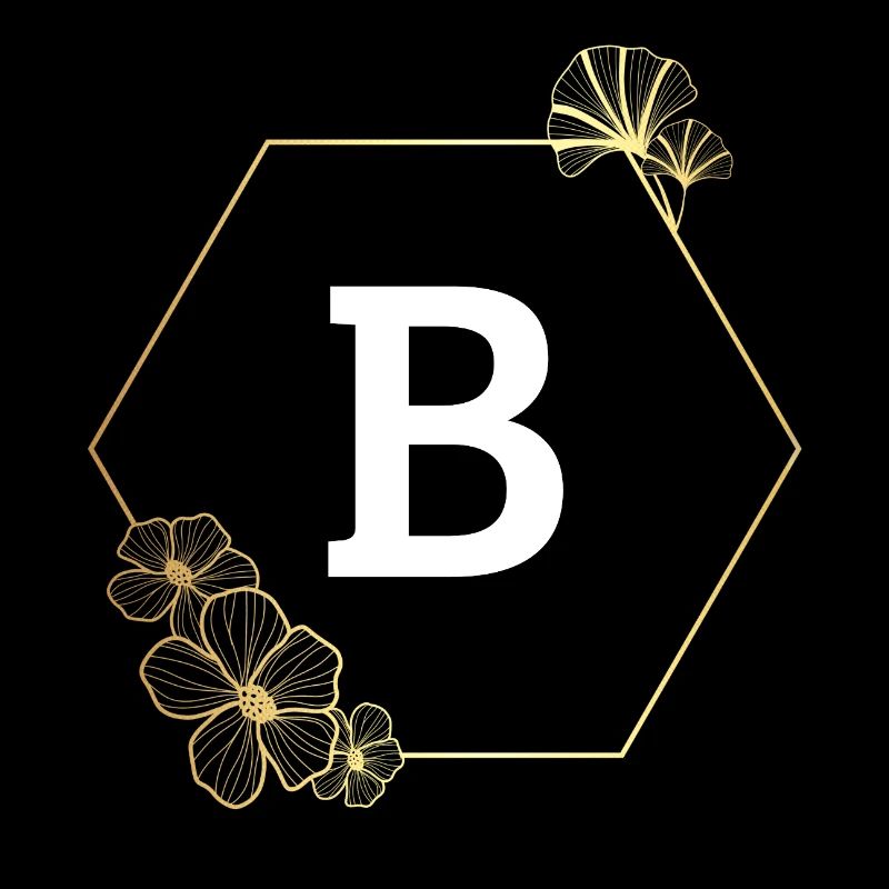 Letter b Gold Floral Frame