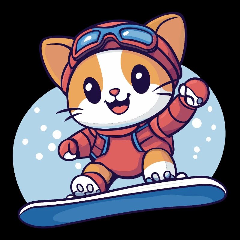 Snowboard Snowboarder Cat